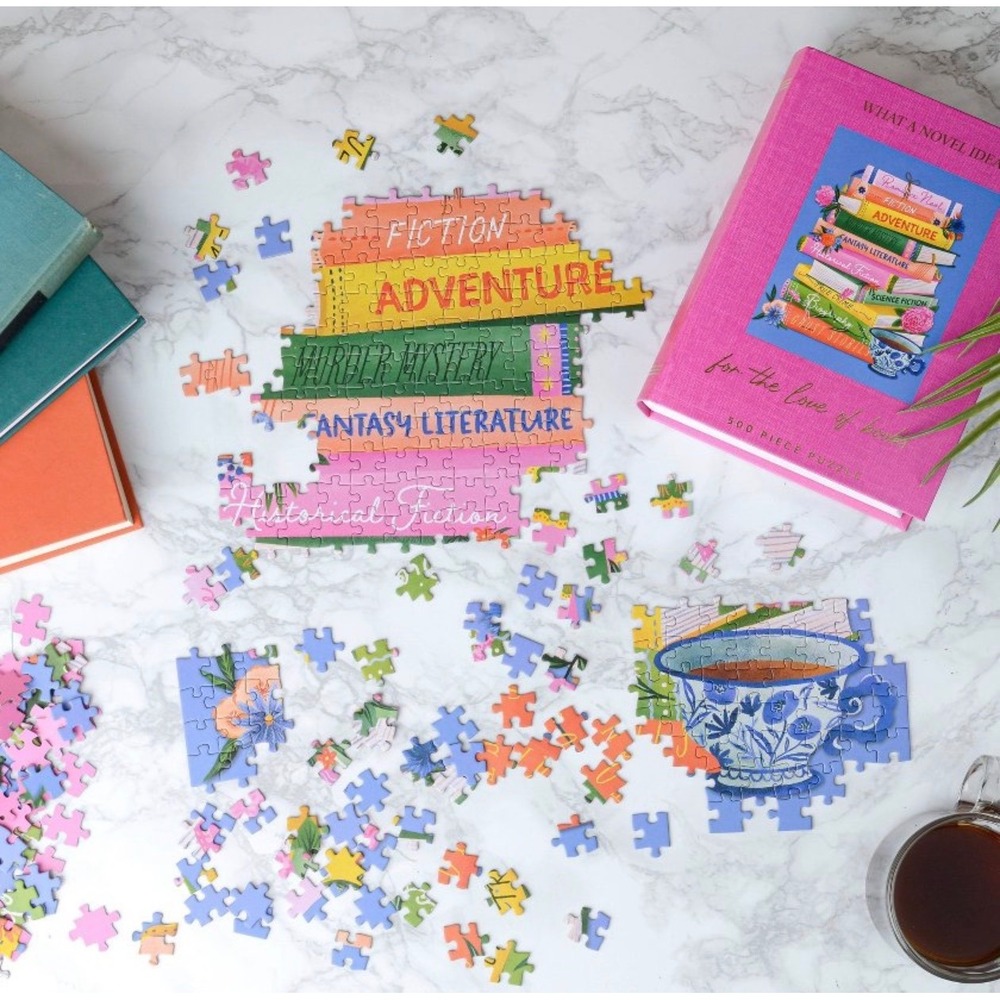 Designworks Ink For the Love of Books 500Piece Puzzle What a Novel Idea Pink Box